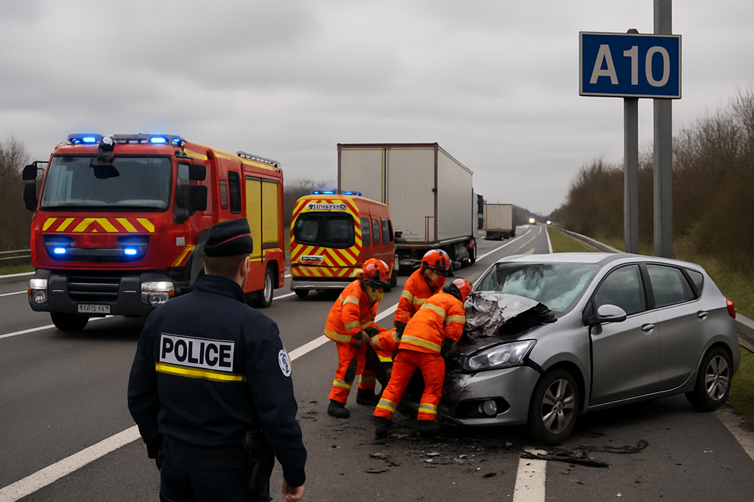 Accident sur l'autoroute A10 : quatre personnes blessées près d'Orléans 1 découvrez les détails d'un accident tragique sur l'autoroute a10 près d'orléans, où quatre personnes ont été blessées. informez-vous sur les circonstances de l'accident et les réactions des secours.