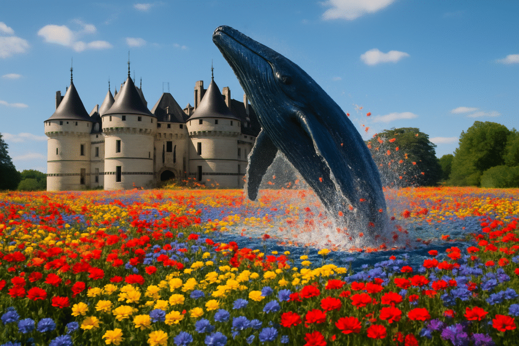 découvrez le festival des jardins de chaumont-sur-loire, où une majestueuse baleine émerge d'un océan de fleurs. plongez dans un univers féérique alliant créativité et nature, au cœur de paysages enchanteurs et d'installations artistiques uniques.