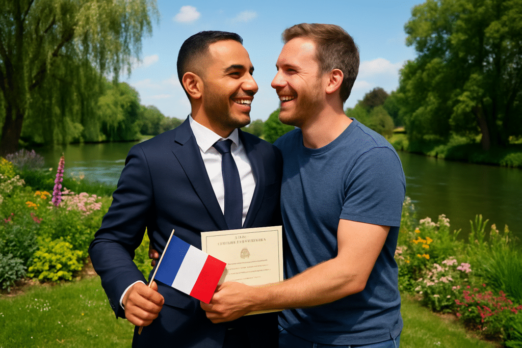 joseph, nouvellement citoyen français dans le loiret, célèbre ses retrouvailles émouvantes avec son époux en france. découvrez leur histoire d'amour et d'intégration au cœur de ce beau département.