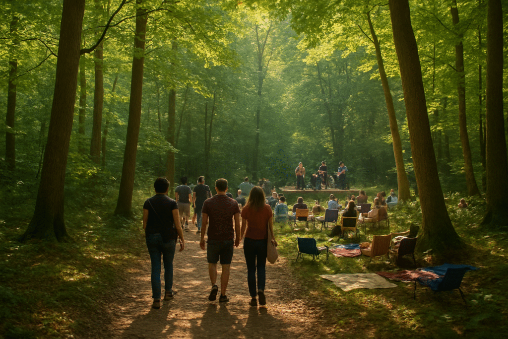 vivez une expérience unique en plein cœur de la forêt d'orléans ! participez à une marche immersive mêlant nature et musique, où chaque pas vous rapproche d'un concert inoubliable. rejoignez-nous pour une aventure sensorielle au milieu des arbres et des mélodies envoûtantes.