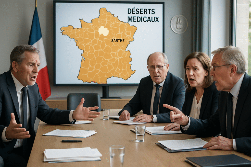 Des élus s'insurgent contre l'absence de la Sarthe sur la carte des déserts médicaux 2 des élus de la sarthe expriment leur colère face à l'absence de leur département sur la carte des déserts médicaux, soulignant les enjeux cruciaux d'accès aux soins et la nécessité d'une reconnaissance urgente de cette problématique.