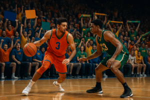 découvrez le retour tant attendu de la ncaa basketball par electronic arts ! plongez dans l'univers du basketball universitaire avec des graphismes époustouflants, des équipes dynamiques et un gameplay immersif. préparez-vous à vivre des moments intenses sur le terrain !