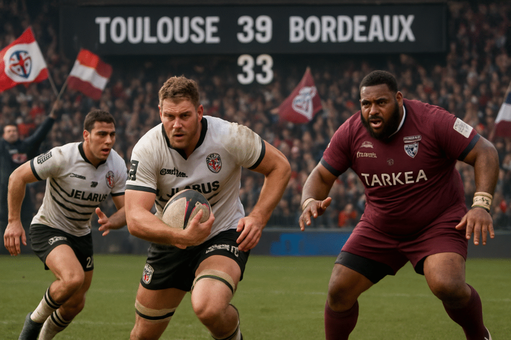 revivez les moments forts du match palpitant entre toulouse et bordeaux, où willis a brillé de mille feux, jelonch a montré toute sa puissance, tandis que tameifuna a rencontré des difficultés. un affrontement captivant qui a tenu les supporters en haleine jusqu'à la dernière minute.