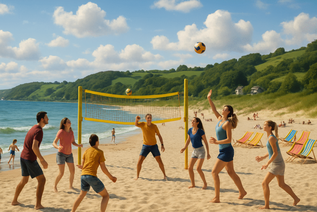 découvrez une charmante commune rurale du sud manche qui se lance dans l'initiation au beach-volley. profitez de moments de détente sur des transats confortables au bord de l'eau, alliant sport et relaxation dans un cadre magnifique.