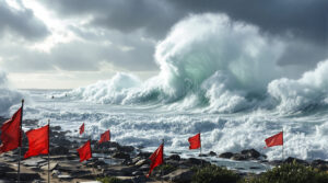 découvrez en images l'impressionnante houle de 5 mètres qui frappe la côte atlantique, provoquant la mise en alerte des plages avec des drapeaux rouges hissés. vigilance et spectacle garantis au bord de l'océan.