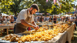 participez à un concours original dans une commune de l'orne : épluchez des pommes de terre pour tenter de réaliser la plus belle frite et devenez le maestro de la frite parfaite !