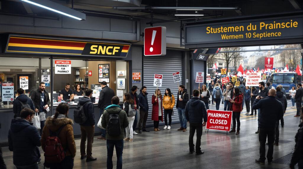suivez en direct toutes les mobilisations de la rentrée du 10 septembre : grèves sncf, blocages dans les pharmacies et autres actions. retrouvez les informations essentielles sur les perturbations et les mouvements sociaux au quotidien.
