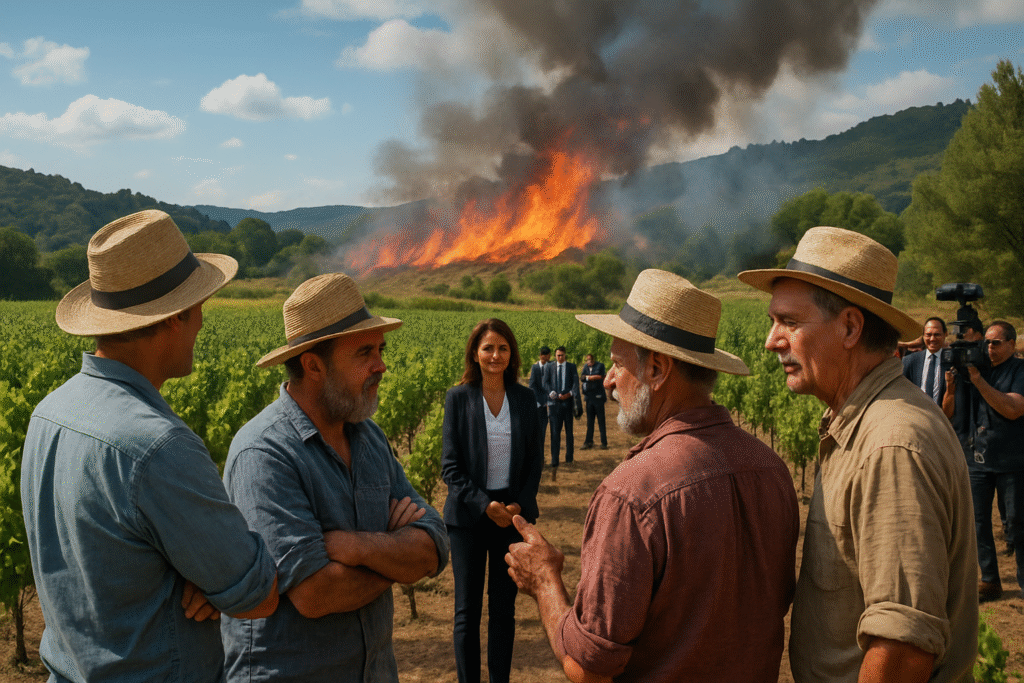 un incendie maîtrisé dans l'aude mobilise les viticulteurs qui attendent un soutien fort de la ministre de l'agriculture, en déplacement ce jeudi dans la région.