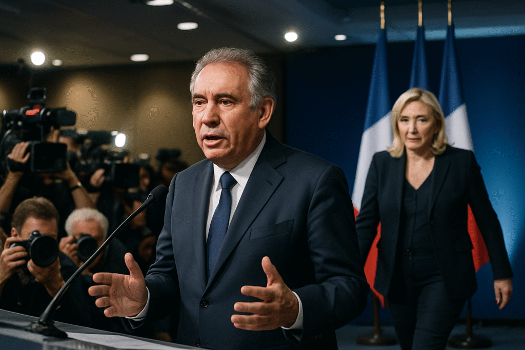 En direct : François Bayrou intensifie sa présence médiatique tandis que Marine Le Pen amorce sa rentrée politique. 2 suivez en temps réel l'actualité politique : françois bayrou multiplie les apparitions médiatiques et marine le pen lance sa rentrée politique. analyse des stratégies et enjeux pour la nouvelle saison politique.