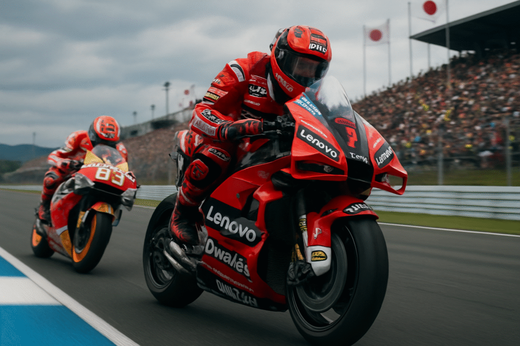 découvrez comment francesco bagnaia a dominé le sprint du grand prix du japon en motogp, laissant ses rivaux derrière lui, tandis que marc marquez a brillamment terminé à la deuxième place. résumé et faits marquants de la course.