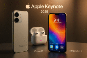 découvrez les moments forts de la keynote apple 2025 avec la présentation de l’iphone air, de l’iphone 17 et des nouveaux airpods pro 3. toutes les innovations et annonces à ne pas manquer.
