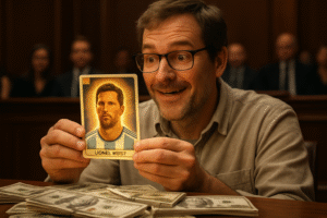 découvrez l’incroyable acquisition d’une carte panini rare de lionel messi, vendue à un prix record de 1,5 million de dollars par un collectionneur passionné. un événement marquant dans le monde des collectionneurs de cartes de football !