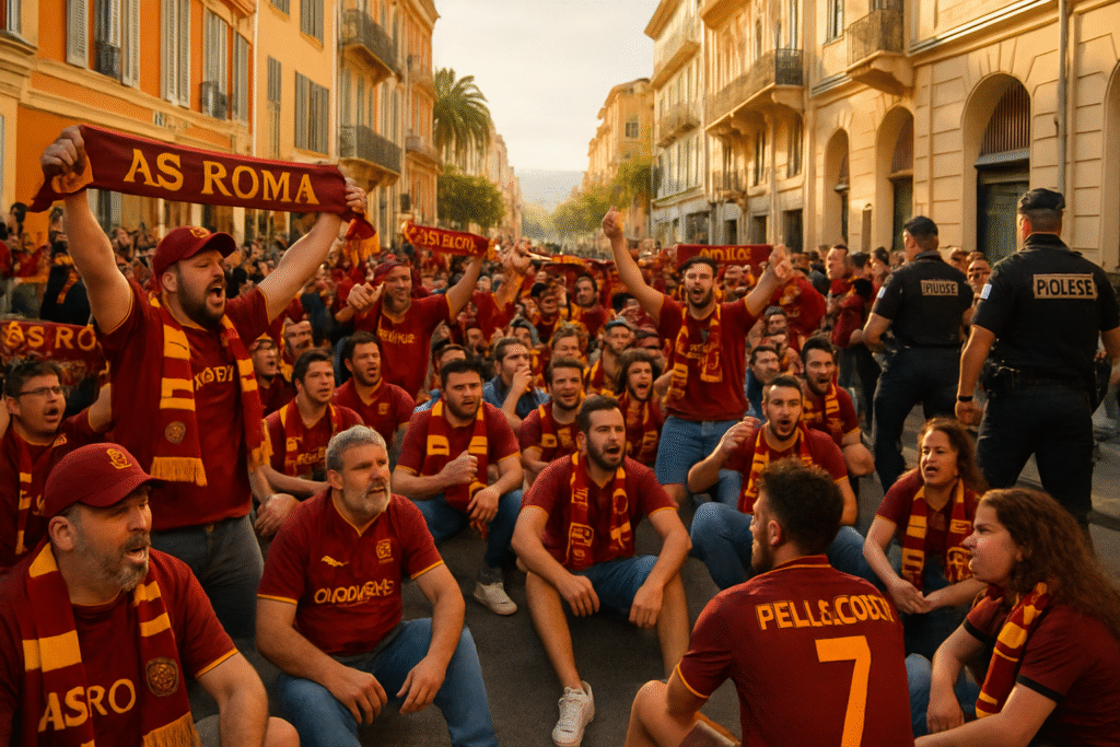 près de cent supporters de l’as rome ont été interpellés à nice avant le match crucial de ligue europa. découvrez les détails de ces arrestations et les mesures de sécurité prises pour cet affrontement très attendu.