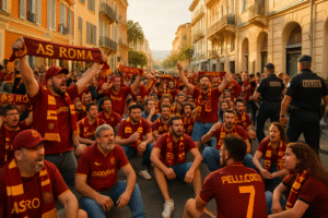 près de cent supporters de l’as rome ont été interpellés à nice avant le match crucial de ligue europa. découvrez les détails de ces arrestations et les mesures de sécurité prises pour cet affrontement très attendu.