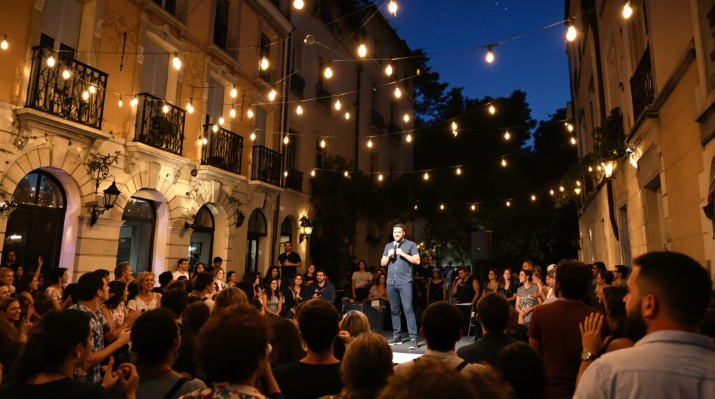 participez à une soirée stand-up gratuite et pleine d’humour au centre de nîmes ! idéale pour sortir, s’amuser et profiter d’un spectacle unique entre amis ou en famille.