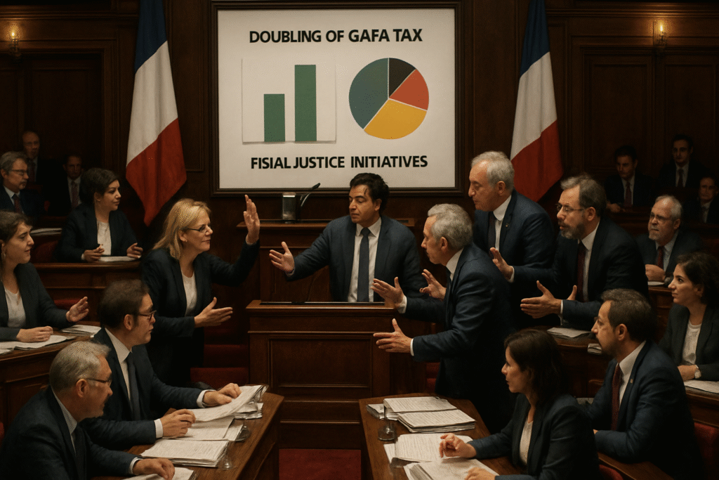 suivez en direct les dernières décisions de l’assemblée nationale : adoption du doublement de la taxe gafam et poursuite des débats sur les nouvelles mesures de justice fiscale. restez informé sur l’évolution des politiques en matière de fiscalité numérique.