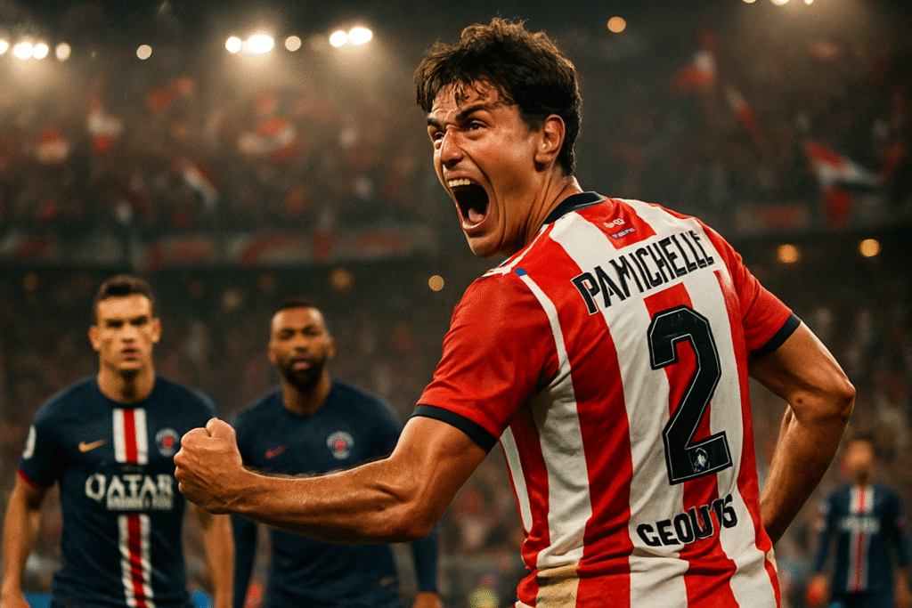 joaquin panichelli s'impose avec un doublé impressionnant contre le psg, révélant son intensité et sa passion pour le jeu : revivez son match exceptionnel et ses réactions enthousiastes !