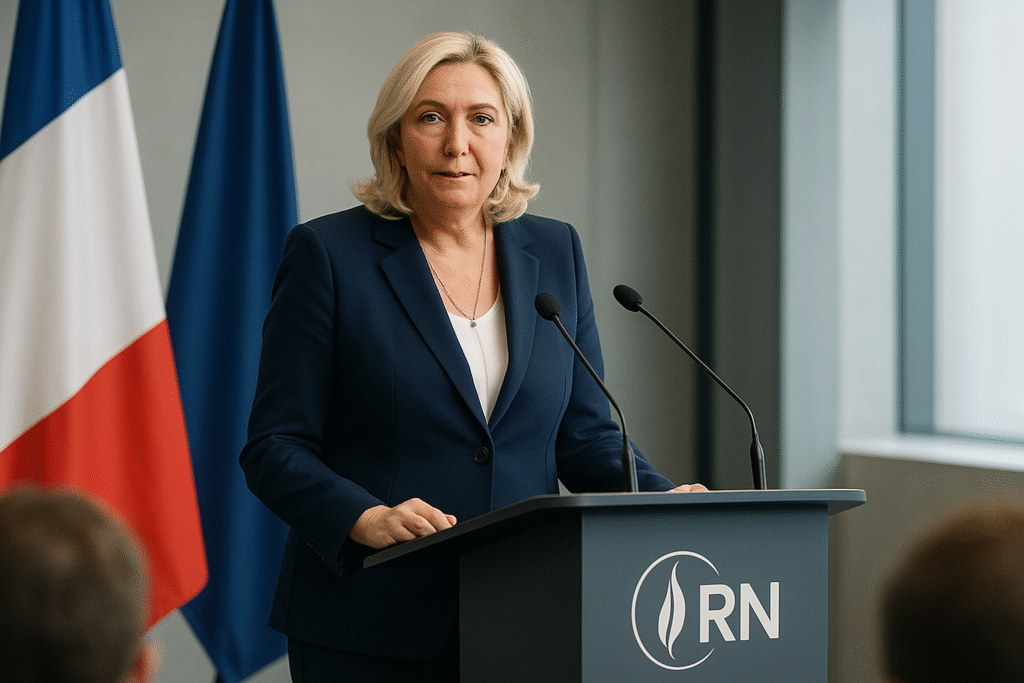 suivez en direct l'annonce de marine le pen et du rassemblement national sur le soutien à la suspension temporaire de la réforme des retraites. informations et réactions en temps réel.