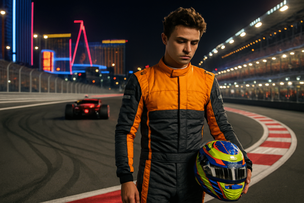 lando norris analyse sa course au gp de las vegas, reconnait une erreur au premier virage qui lui a coûté la victoire face à max verstappen.