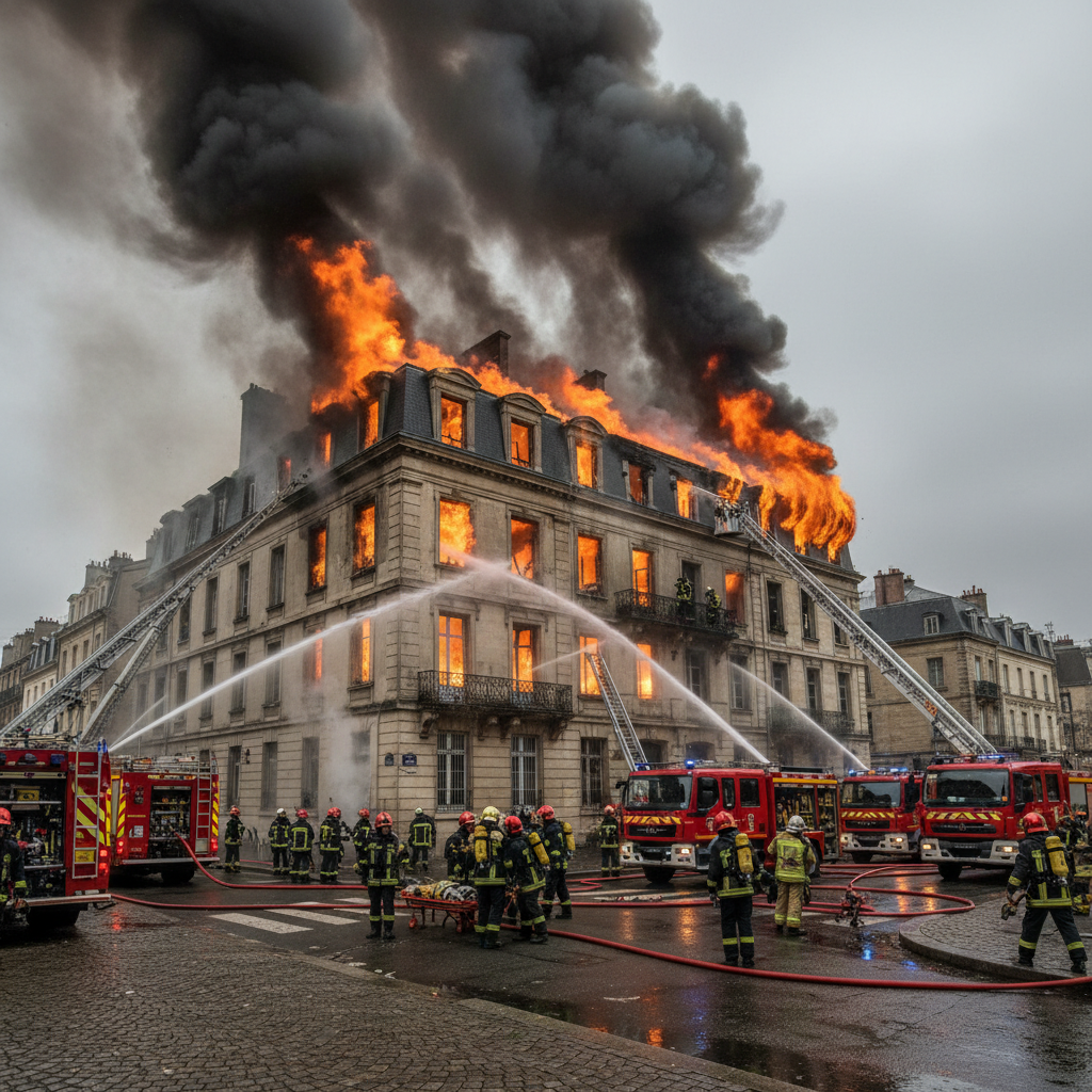 un incendie majeur à orléans mobilise plus de quarante pompiers pour maîtriser les flammes dans un immeuble résidentiel, provoquant évacuations et importantes opérations de secours.