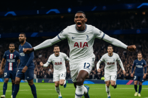 randal kolo muani éclaire le match avec un doublé impressionnant contre le psg, offrant à tottenham une victoire éclatante et mémorable.