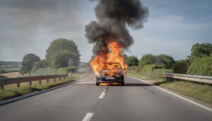 un incendie spectaculaire s'est déclaré près de la ferté-macé, où une voiture a pris feu sur la route, attirant l'attention des passants et des secours.