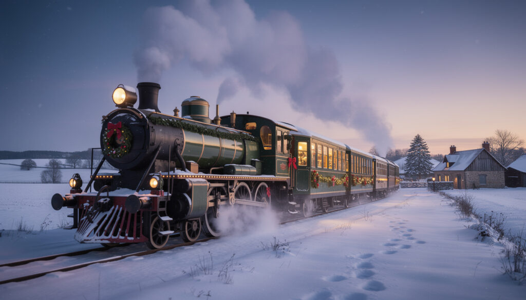 embarquez à bord du père noël express pour un voyage magique en locomotive à vapeur des aubrais à bourges. vivez une expérience féérique en famille au rythme des festivités de noël.