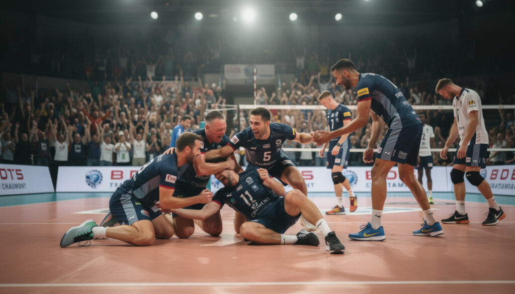 msl : découvrez comment le tvb a finalement remporté une victoire spectaculaire face à chaumont après un combat acharné et un tie-break intense.