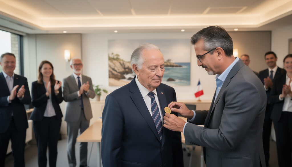 découvrez l'histoire touchante d'un salarié du morbihan, surnommé le doyen de l'entreprise, récemment honoré par son patron avec une médaille pour ses années de dévouement.