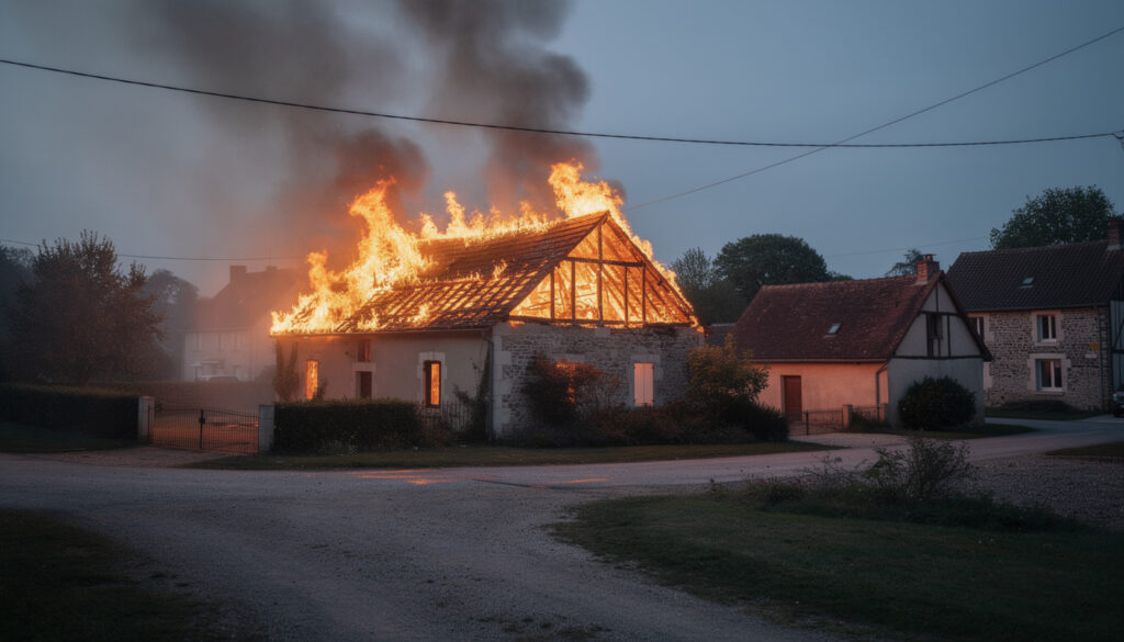 un incendie majeur détruit le toit d'une maison dans une commune de la sarthe, mobilisant les secours pour maîtriser le sinistre.