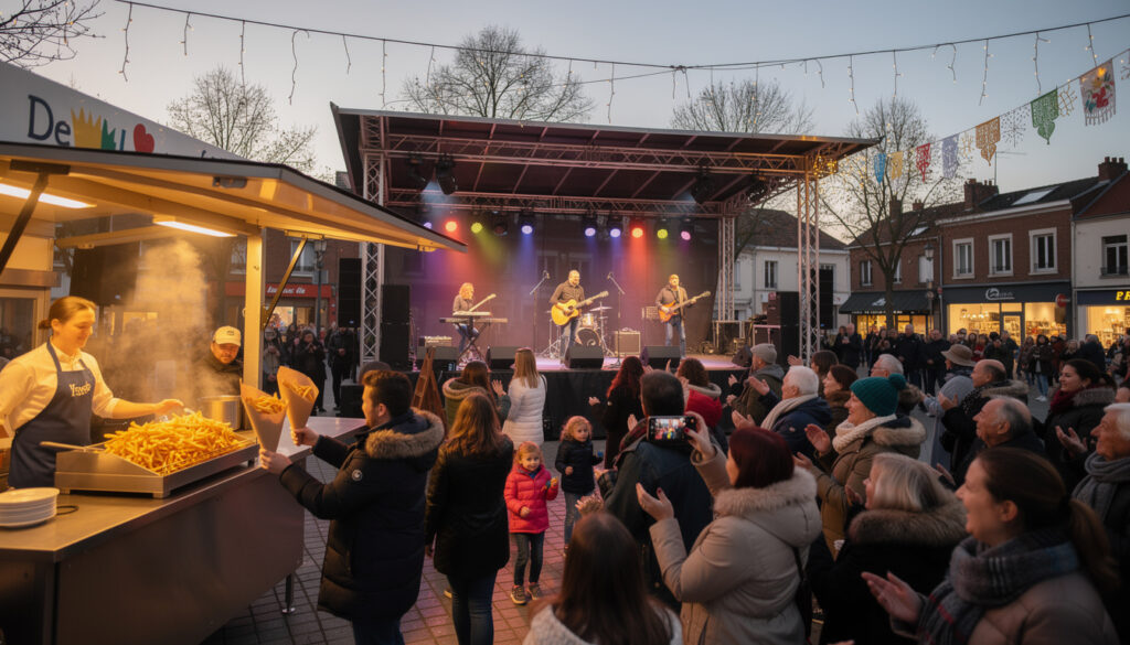 participez à une cérémonie des vœux exceptionnelle à liévin ce vendredi avec des concerts live et des frites offertes pour tous. une soirée conviviale à ne pas manquer !