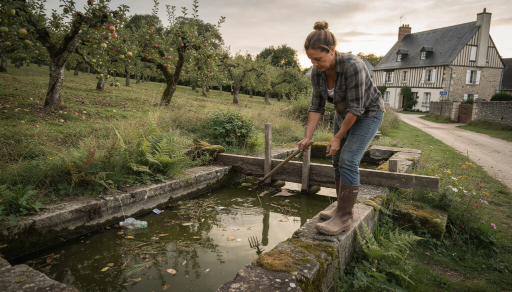 dans le calvados, une habitante détourne l'eau d'un lavoir pour lutter contre la pollution locale. découvrez ce récit captivant qui suscite l'intérêt et passionne les lecteurs.