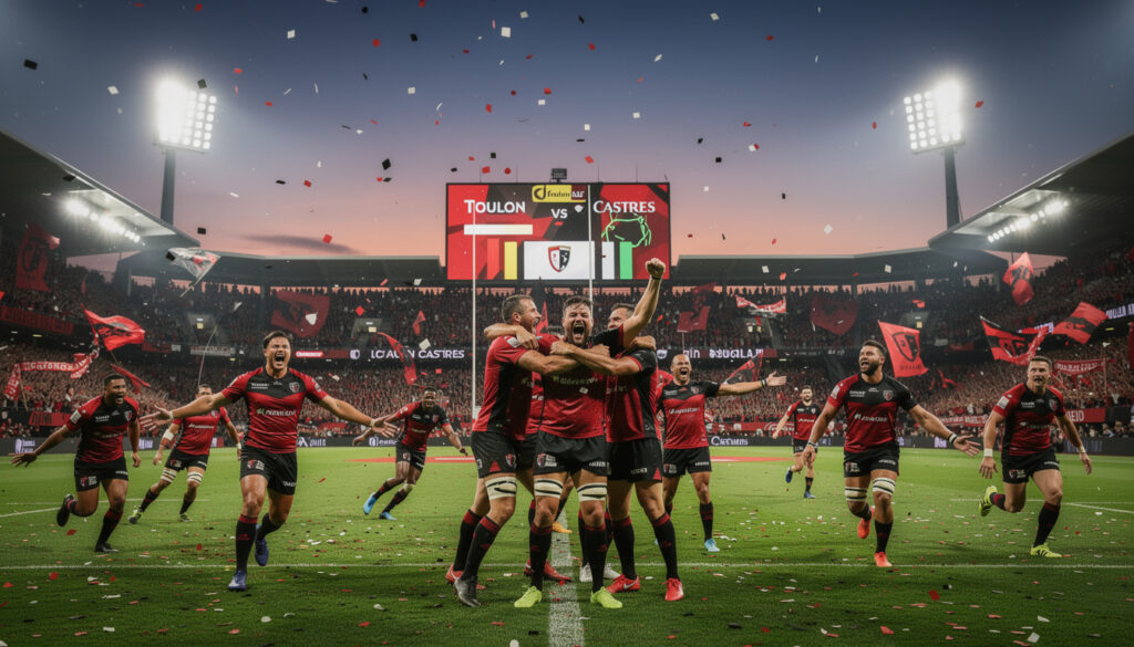 découvrez comment toulon a assuré sa qualification pour les 8e de finale de la champions cup en battant castres et en prenant l'avantage au classement, prêt à défendre sa place à domicile.