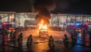 un incendie spectaculaire a éclaté au centre commercial place d'arc à orléans, mobilisant 60 pompiers pour maîtriser un véhicule en feu.