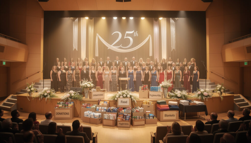 la chorale de seine-et-marne fête ses 25 ans avec un concert caritatif exceptionnel pour collecter des produits essentiels et soutenir les personnes dans le besoin.