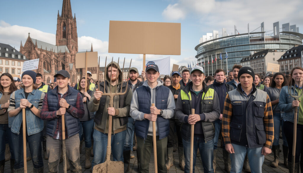 les jeunes agriculteurs du loiret manifestent à strasbourg pour dénoncer l'accord mercosur, exprimant leur opposition et leurs inquiétudes face aux impacts sur l'agriculture locale.