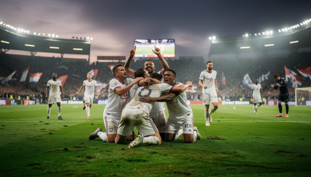 l'ol, malgré une réduction d'effectif, s'impose contre brest et se rapproche de la zone ligue des champions avec une victoire déterminante.